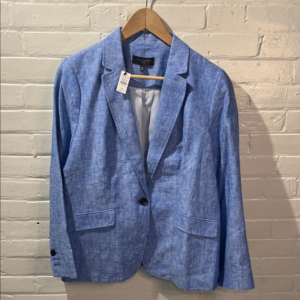 Talbots Light Blue Linen-Blend Blazer